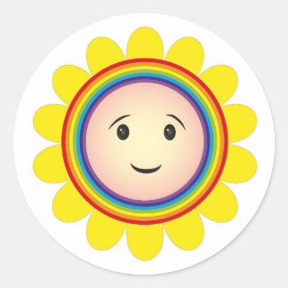 Regenboog zonneschijn ronde sticker