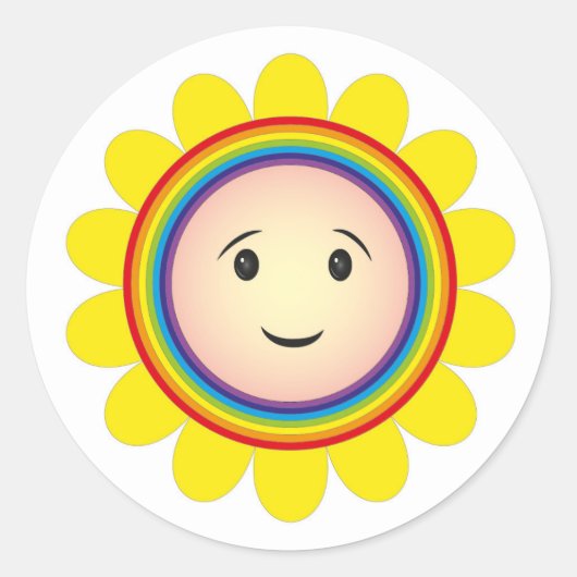 Regenboog zonneschijn ronde sticker (Voorkant)