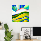 Regenboog Zonneuitbarsting Landschap Poster (Thuiskantoor)