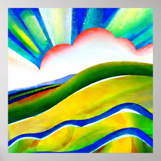 Regenboog Zonneuitbarsting Landschap Poster (Voorkant)
