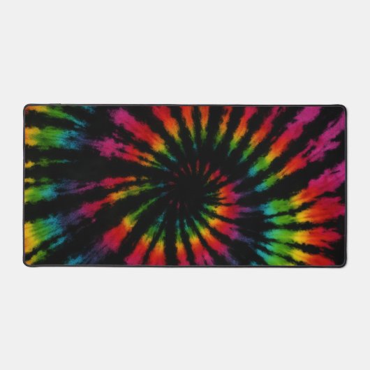 Regenboog Zwart Tie Dye Bureaumat (Voorkant)