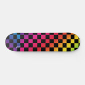 Regenboog & zwarte cheques & naam of tekst persoonlijk skateboard (Horizontaal)