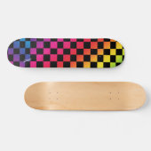 Regenboog & zwarte cheques & naam of tekst persoonlijk skateboard (Horizontaal)