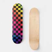 Regenboog & zwarte cheques & naam of tekst persoonlijk skateboard (Voorkant)