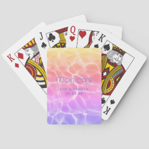 Regenboog Zwembad Meisjesachtige 6e Verjaardag Pokerkaarten