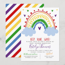 Regenboogaandrijving door Baby shower-uitnodiging