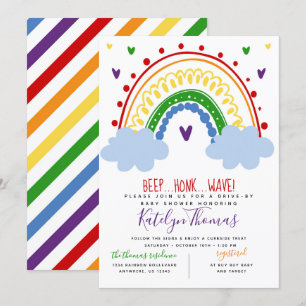 Regenboogaandrijving door Baby shower-uitnodiging Kaart
