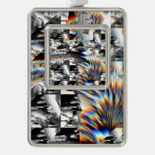 Regenboogaanstootgevende kerstversiering verzilverd omlijst ornament