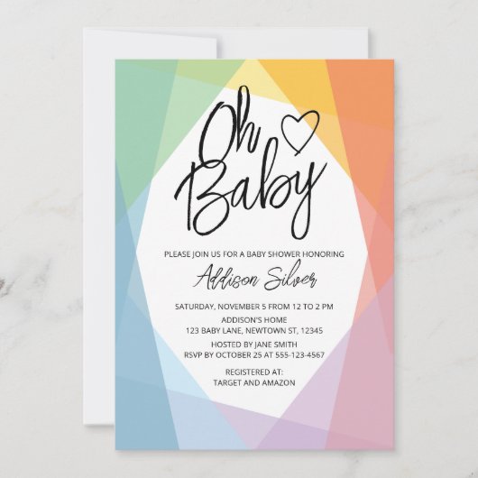 RegenboogAbstract Baby shower Kaart (Voorkant)