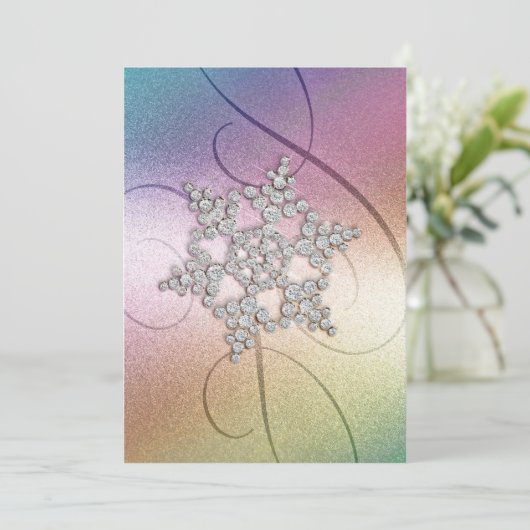 Regenboogachtergrond Crystal Snowflake Kaart (Staand voorkant)