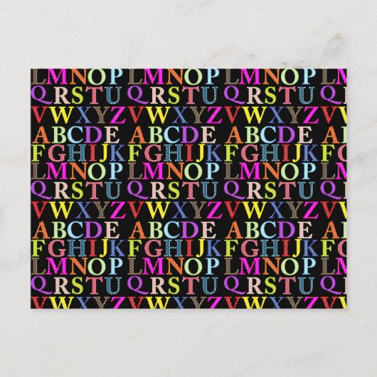 Regenboogalfabet Briefkaart (Voorkant)