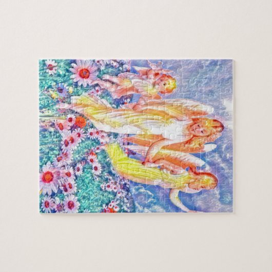 RegenboogAngels in het Vloerveld Legpuzzel (Horizontaal)