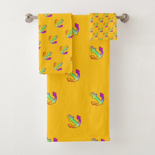 Regenbooganker Repeat Yellow Kinder Bad Handdoek (Insitu)