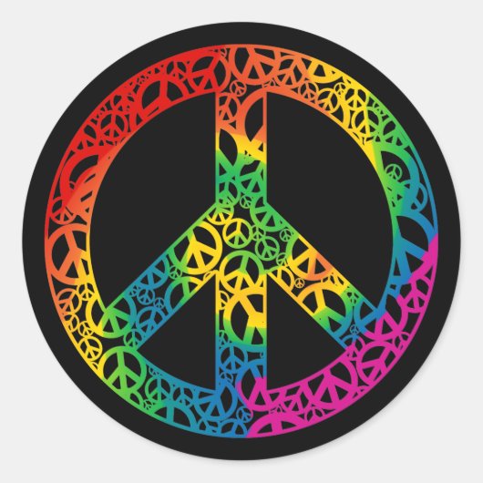 Regenboogartikelen voor vrede ronde sticker (Voorkant)