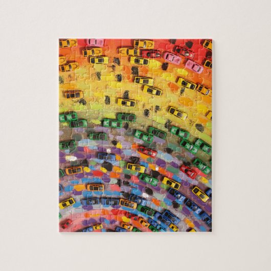 Regenboogauto's Legpuzzel (Verticaal)