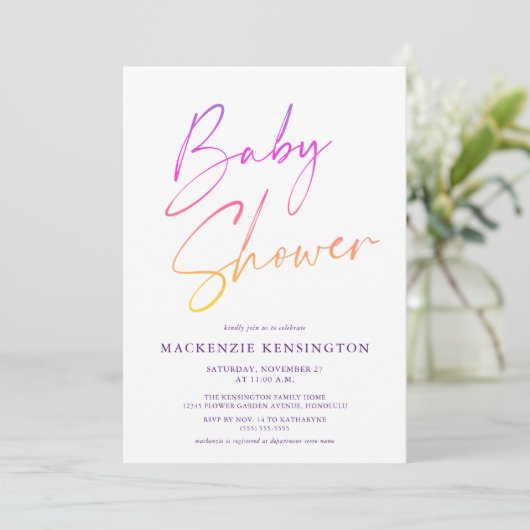 RegenboogBaby | Mirakel-Baby | Script-Baby shower Kaart (Staand voorkant)