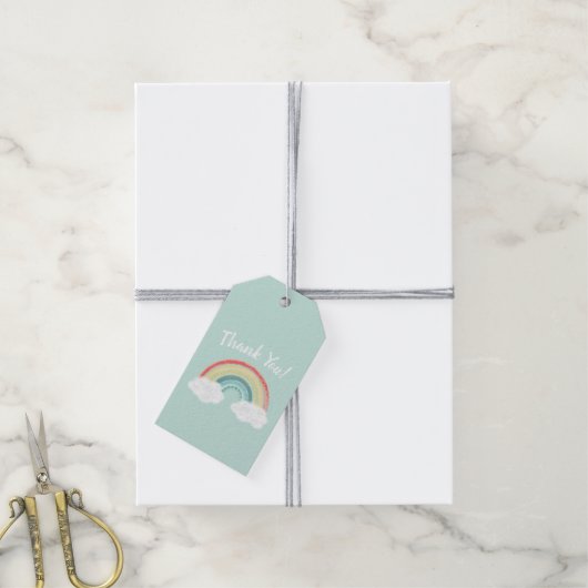 RegenboogBaby shower Cadeaulabel (Met Touw)