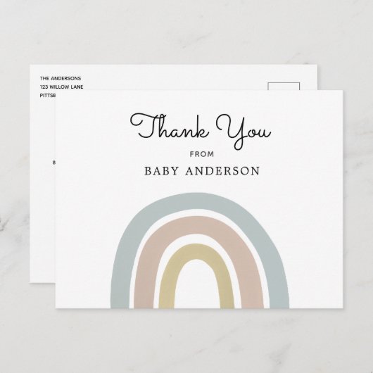 regenboogBaby shower Dank u Briefkaart (Voorkant / Achterkant)
