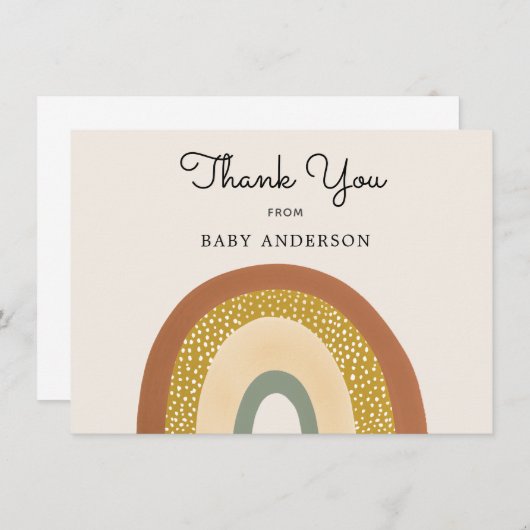  regenboogBaby shower Dank u Briefkaart (Voorkant / Achterkant)