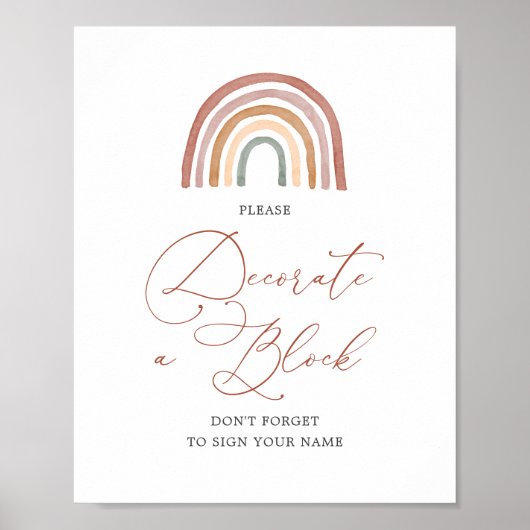 RegenboogBaby shower decorbeert een blokteken Poster (Voorkant)