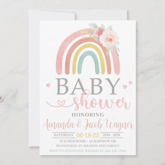 RegenboogBaby shower, geneutraal Baby shower Kaart (Voorkant)