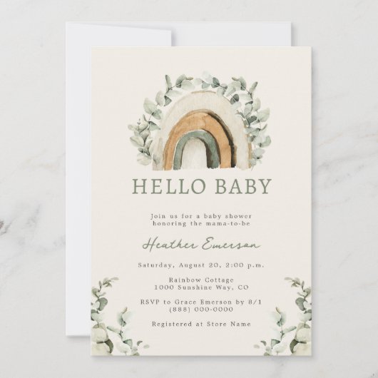 RegenboogBaby shower Kaart (Voorkant)