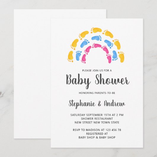 RegenboogBaby shower Kaart (Voorkant / Achterkant)