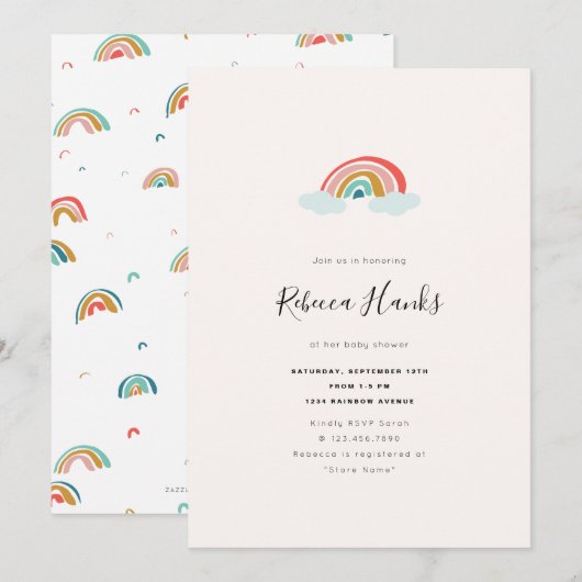 RegenboogBaby shower Kaart (Voorkant / Achterkant)