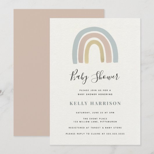 RegenboogBaby shower Kaart (Voorkant / Achterkant)