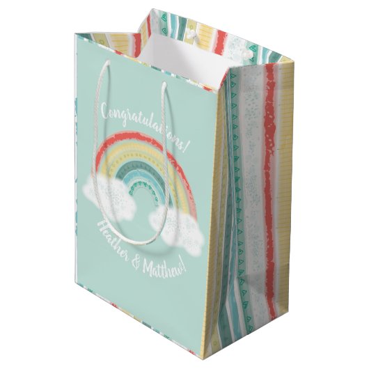 RegenboogBaby shower Medium Cadeauzakje (Achterkant Gekanteld)