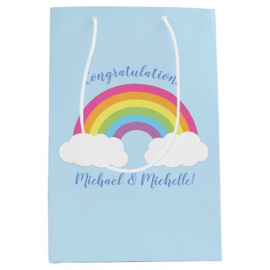 RegenboogBaby shower Medium Cadeauzakje (Voorkant)