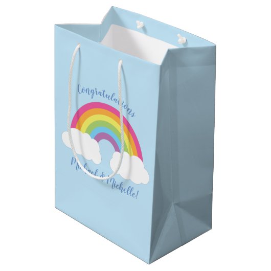 RegenboogBaby shower Medium Cadeauzakje (Achterkant Gekanteld)