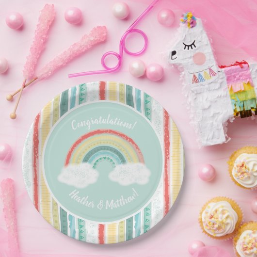 RegenboogBaby shower Papieren Bordje (Feest)