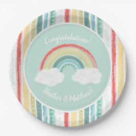 RegenboogBaby shower Papieren Bordje