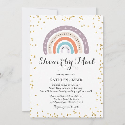 RegenboogBaby shower per post Uitnodiging (Voorkant)