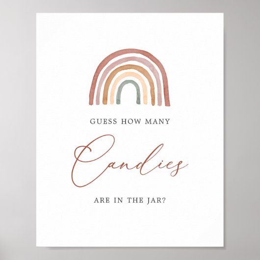 RegenboogBaby shower raad hoeveel Snoepjes onderte Poster (Voorkant)