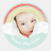 RegenboogBaby shower Ronde Sticker (Voorkant)