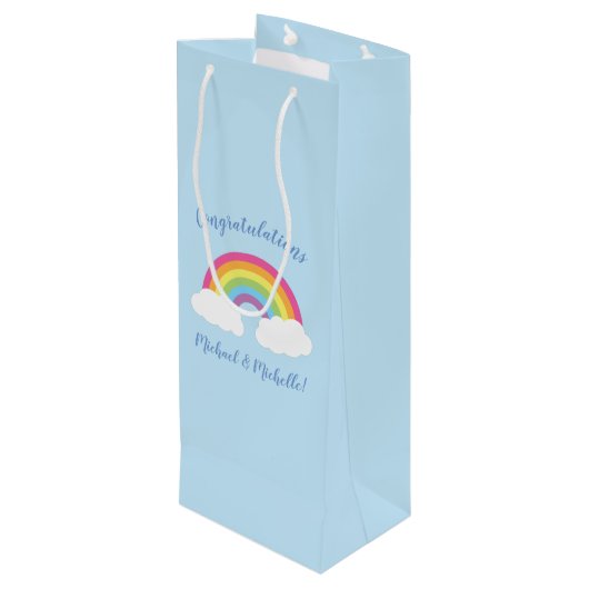 RegenboogBaby shower Wijn Cadeautas (Achterkant Gekanteld)