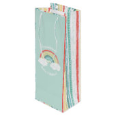 RegenboogBaby shower Wijn Cadeautas (Achterkant Gekanteld)