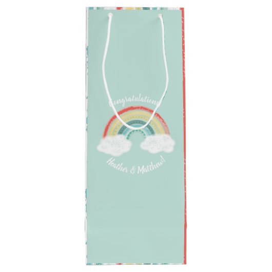 RegenboogBaby shower Wijn Cadeautas (Achterkant)