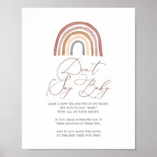 RegenboogBaby shower Zeg geen Baby Poster (Voorkant)