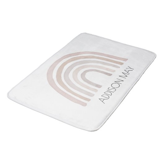 Regenboogbadmat, boho-naam badmat voor kinderen (Gekanteld)