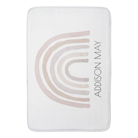 Regenboogbadmat, boho-naam badmat voor kinderen (Voorkant Verticaal)