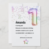 Regenboogballon 1e Kerstdag Uitnodiging (Voorkant)