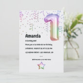 Regenboogballon 1e Kerstdag Uitnodiging (Staand voorkant)