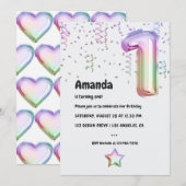 Regenboogballon 1e Kerstdag Uitnodiging (Voorkant / Achterkant)