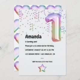 Regenboogballon 1e Kerstdag Uitnodiging