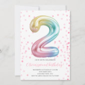 Regenboogballon 2e Verjaardag Meisje Feestnummer Kaart (Voorkant)