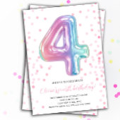 Regenboogballon 4e verjaardag Meisje Feestnummer Kaart