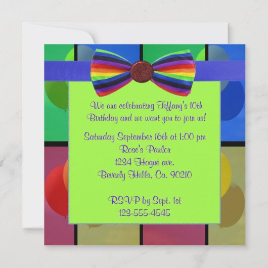 Regenboogballon - Birthday-feestdag Kaart (Achterkant)